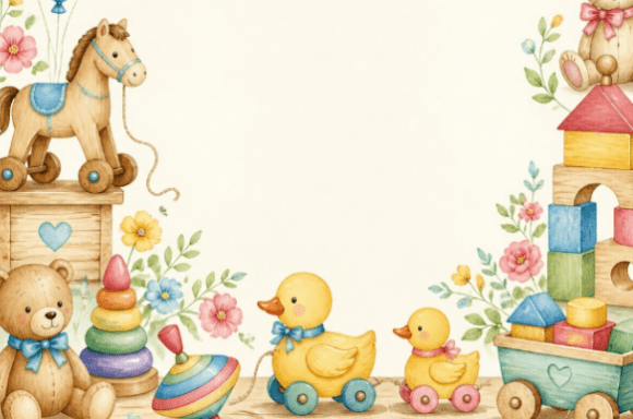 Download Watercolor Baby Toys Celebration Frame C - Toy Collection