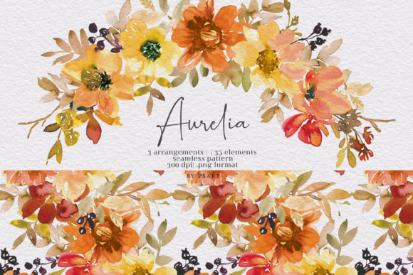 Download Watercolor Autumn Floral Clipart Set - Premium Bundle