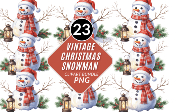 Download Vintage Christmas Snowman Clipart Png - Premium Resources