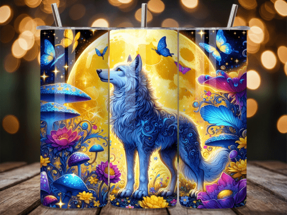 Download Magical Wolf Forest Moon Tumbler Wrap - Magical wolf Collection