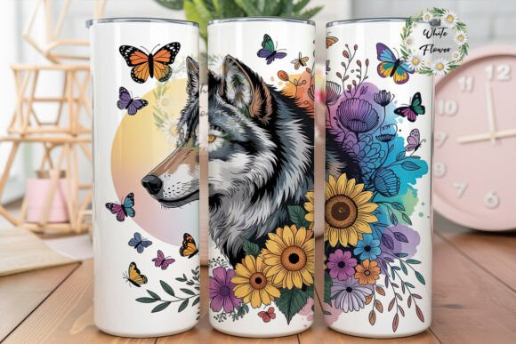 Download Magical Wolf &amp; Sunflowers 20oz Tumbler - Magical wolf Collection